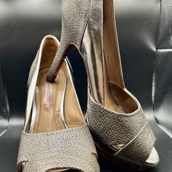 BCBGMaxAzria Metallic Silver Stiletto Platform Heels Size 7.5 - Picture 1 of 13